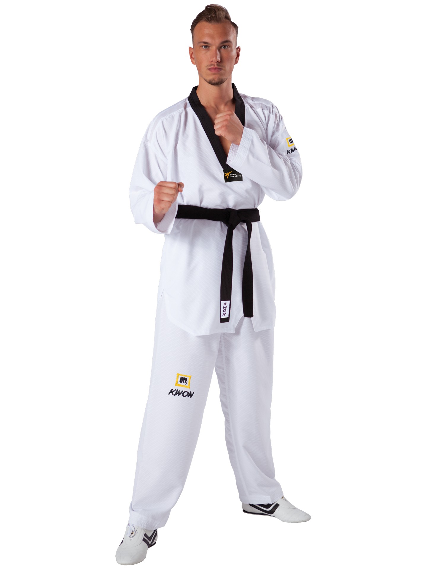 TKD Uniform Fightlite black lapel -  WT recognized